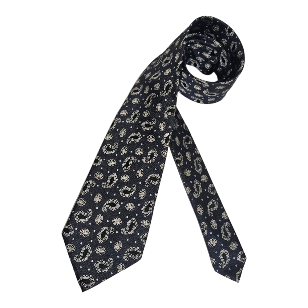 GUTTERIDGE XL Navy Paisley Silk LUXURY Tie